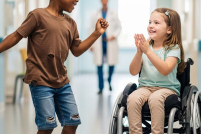 DOCTOR VE A NIÑO SIN HOGAR HACER REÍR A SU HIJA EN SILLA DE RUEDAS… Y CAMBIA SU VIDA…….