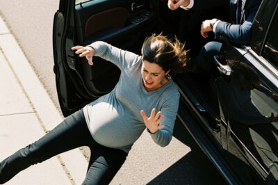 El esposo echa a su esposa embarazada del auto nuevo — “Auto nuevo, no me des más mala suerte” — Su reacción…