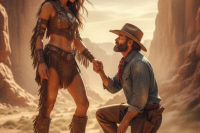 “¡Déjame tocarte ahí!!!” pidió el vaquero humilde — La gigante apache sonrió de vuelta…