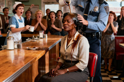 Policía Racista Vierte Café Sobre Mujer Negra De Mediana Edad Y Callada Solo Para Caer De Rodillas Cuando Descubre Quién Es Ella…