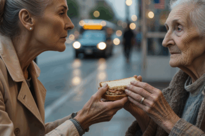 “Empecé un nuevo trabajo después de que mi hijo me dijera que debía mudarme, que en esa casa ya no había lugar para su madre. Acepté un puesto de cocinera en el turno de noche en un pequeño restaurante. Todos los días compartía unos dólares con una frágil anciana en la esquina, hasta que una noche, de repente, me tomó de la mano, me llamó ‘hija mía’ y me prometió que mañana me revelaría un secreto que podría cambiar mi vida entera”.