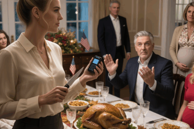 “Mi papá trajo a su amante a la cena de Acción de Gracias y me dijo: ‘Sírvele a ella primero, está embarazada’. Mi madre salió corriendo llorando. Yo mantuve la calma y puse el pavo en la mesa. Pero cuando lo trinché… saqué un dispositivo de grabación que había estado funcionando durante meses… TODOS SE QUEDARON HELADOS.”