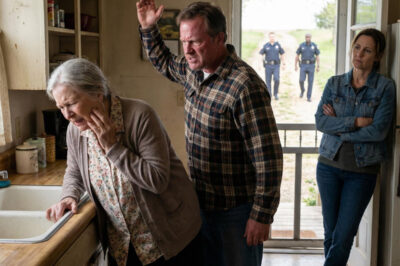 Me negué a darle a mi hijo el dinero de mi granja. Él me abofeteó y gritó: “¡Saquen a esta vieja bruja de aquí!”. Mi nuera aplaudió. Temblando, fui a mi habitación. Diez minutos después, sonó el timbre. Cuando vio quién estaba allí, cayó de rodillas, llorando y suplicando perdón…