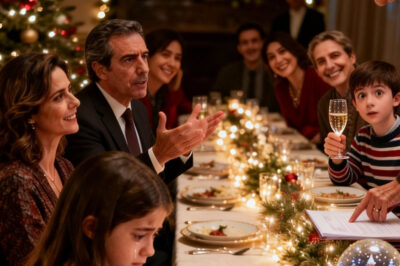 En plena cena de Navidad, mi suegra alzó su copa y sonrió: “Estoy orgullosa de todos mis nietos… excepto de uno”. Luego señaló a mi hija de nueve años.