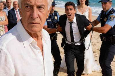 En la boda en la playa de mi hija, su futuro esposo se inclinó hacia mí y murmuró con una sonrisa torcida: “Paga cien mil dólares por este lujo… o desaparece para siempre.” Mi hija añadió: “O disfruta tu soledad en la residencia.” Levanté mi copa y respondí suavemente: “Hay algo que ustedes han olvidado.” Sus rostros palidecieron. Un segundo después, el caos estalló… y yo ni siquiera tuve que mover un dedo.