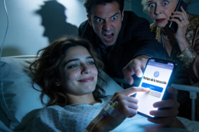 Escuché a mi desalmado esposo susurrarle a su madre sobre abandonarme en el hospital justo después de perder a nuestro bebé, y juro que se me heló la sangre cuando me di cuenta de que no solo planeaban dejarme, planeaban quedarse con todo; porque mientras estaba inconsciente, presionaron mi dedo en mi teléfono para desbloquear mi aplicación bancaria y transfirieron hasta el último dólar de mi cuenta, y al día siguiente se paró frente a mí con esa sonrisa cruel y se burló, “Gracias por tu huella digital, compramos una casa de lujo”, y fue entonces cuando finalmente estallé… porque no podía parar de reír, ya que la aplicación bancaria que usaban era…