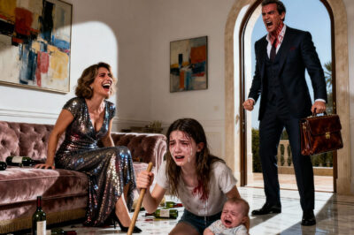 La madrastra se rió borracha mientras obligaba a su hijastra a fregar los pisos y cuidar al bebé hasta que estuvo completamente agotada, hasta que el padre millonario llegó a casa, vio todo y rugió: “¡Sal de mi casa ahora mismo!”