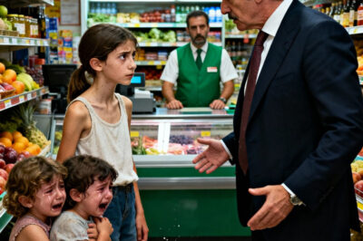 Una niña sin hogar fue denunciada a la policía por el gerente de una tienda por robar una caja de leche para sus dos hermanos menores, que lloraban débilmente de hambre; de repente, un millonario que presenció la escena dio un paso adelante…