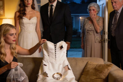 Mi hermanastra no solo quería llamar la atención, sino destruirme . Programó su boda a propósito el mismo día que la mía, y cuando se dio cuenta de que seguía negándome a ceder, cruzó una línea que jamás perdonaré: hizo pequeños agujeros en mi vestido de novia, como si pudiera destrozar mi felicidad hilo a hilo. Me rompió el corazón… pero la verdadera traición vino de mis padres, porque a pesar de todo, eligieron su boda antes que la mía, dejándome completamente sola en el día que había soñado toda mi vida. Pero entonces, las cámaras me grabaron en televisión, y de repente mis padres vieron la verdad. Se pusieron pálidos, entraron en pánico y corrieron directos a mi casa, desesperados por arreglar lo que habían hecho… solo para entrar y detenerse en seco, atónitos en silencio… porque…