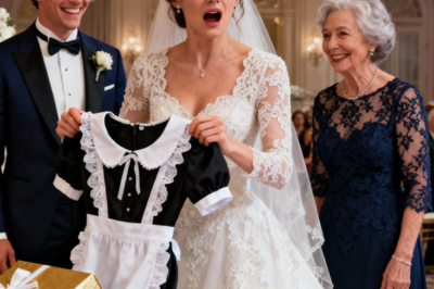 El día de la boda de mi hija, su suegra le entregó una caja de regalo. Cuando mi hija la abrió, encontró dentro un uniforme de sirvienta. Mi yerno sonrió y comentó: “Justo lo que necesitarás en casa”. Los ojos de mi hija se llenaron de lágrimas y comenzó a temblar. Me levanté de mi asiento en silencio y dije: “Ahora, veamos el regalo que yo tengo para ti”. Cuando mi hija abrió mi caja, la expresión de sus rostros se transformó en absoluto asombro.